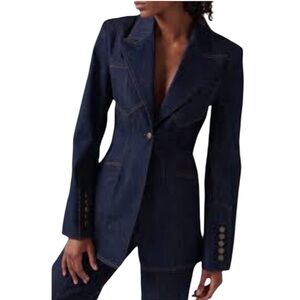 NWT Materiel Blue Structured Denim Blazer Size Extra Large